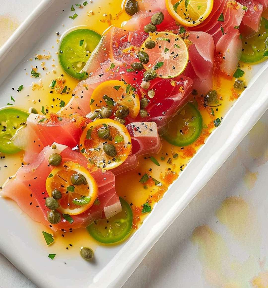 Tuna Crudo with Citrus Caper Vinaigrette